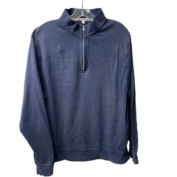 Peter Millar quarter zip pullover. Navy blue, 100% cotton. Size large. - Picture 1 of 6